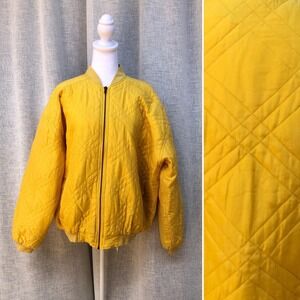Robert Stock Limited canary yellow matelasse quilted mustard bomber jacket